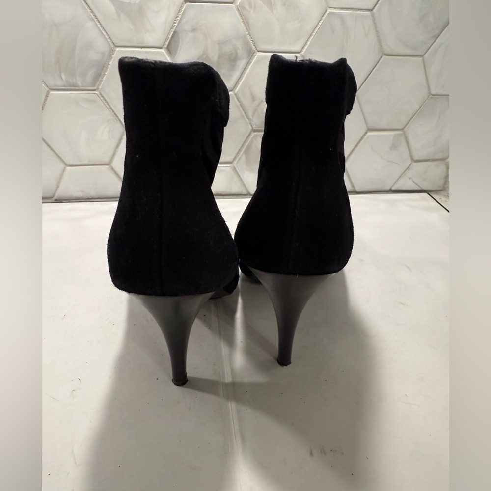 Michael Kors Fulton Black Suede & Mesh Bootie Size 8.5 Stiletto Boots Zippered - Picture 6 of 10